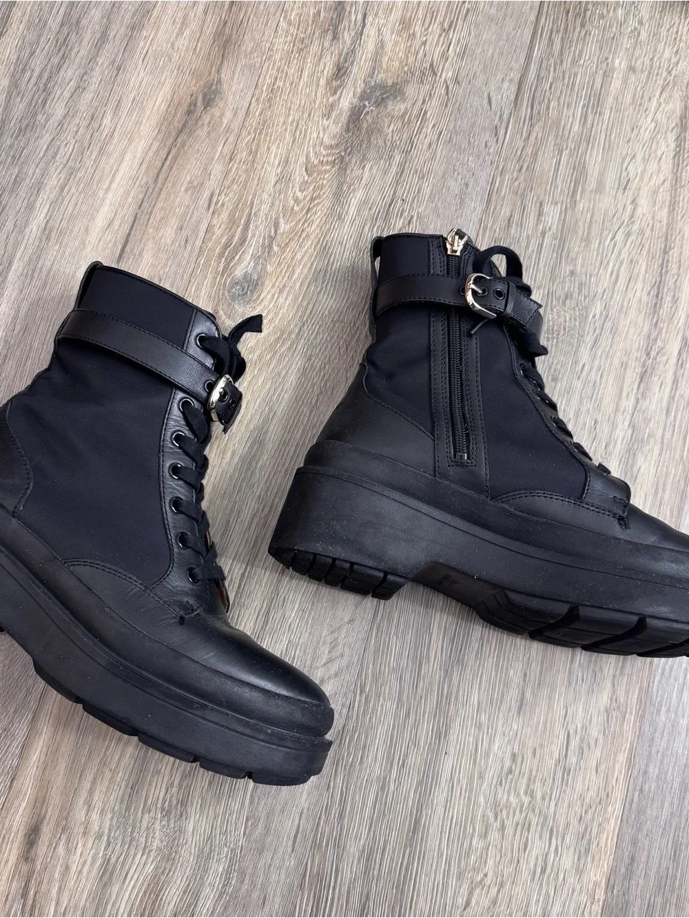 kate spade black and tan leather ankle boot